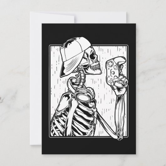 Hip Hop Video Gamer Skeleton Boys Kinder Halloween Einladung (Vorderseite)