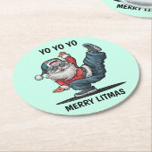 Hip Hop Weihnachtsmann Weihnachtszeitung Untersetz Runder Pappuntersetzer (Angewinkelt)