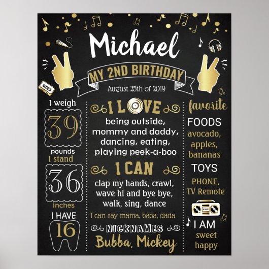 Hip Hop Zweites Geburtstagszeichen Poster (Vorne)
