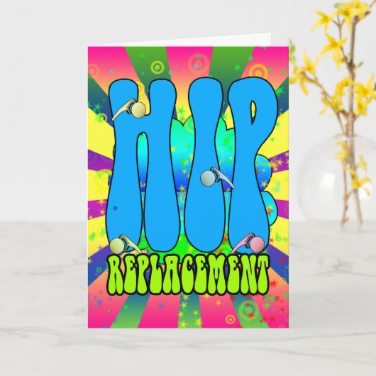 Hip Replacement Hippie retro 60's card, psychedeli Karte (Gelbe Blume)