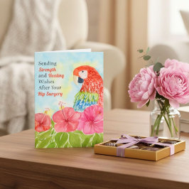 Hip Surgery Healing Scarlet Macaws, Hibiscus Karte