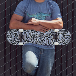 Hip Violett Blau Grau Schwarz 3D Flüssigkunst-Must Skateboard