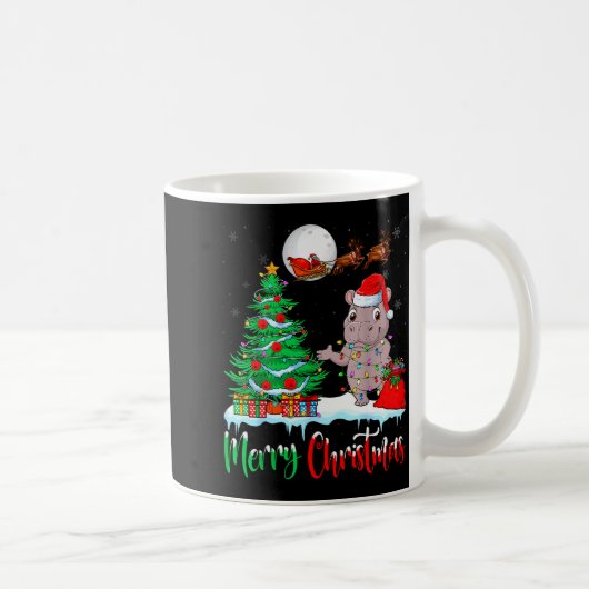 Hip Wearing Santa Hat Xmas Tree Merry Christmas Hi Kaffeetasse (Rechts)