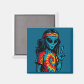 Hipe Alien Tie-dye Design  Magnet (Vorderseite/Rückseite)