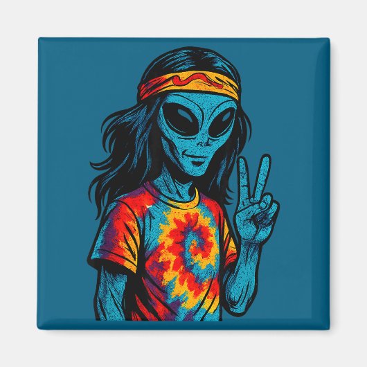 Hipe Alien Tie-dye Design  Magnet (Vorne)