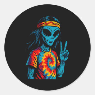 Hipe Alien-Tie-Dye-Design Runder Aufkleber