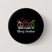 Hipe Peace Sign Santa Hat Reindeer Merry Christmas Button (Vorderseite)