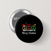Hipe Peace Sign Santa Hat Reindeer Merry Christmas Button (Vorne & Hinten)