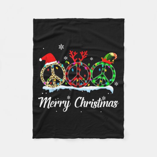 Hipe Peace Sign Santa Hat Reindeer Merry Christmas Fleecedecke (Vorderseite)