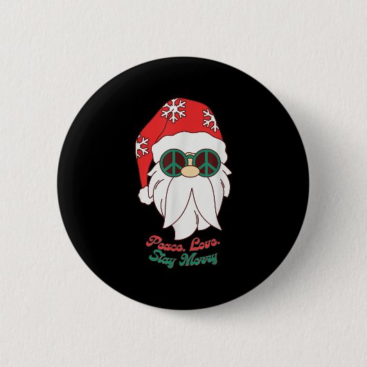 Hipe Santa Groovy Peace Sign Weihnachten Button (Vorderseite)