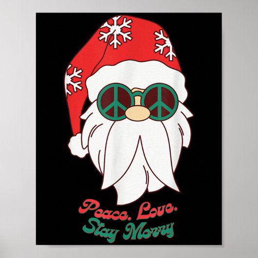 Hipe Santa Groovy Peace Sign Weihnachten Poster (Vorne)