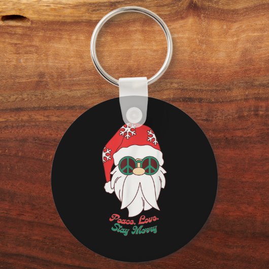 Hipe Santa Groovy Peace Sign Weihnachten Schlüsselanhänger (Vorderseite)
