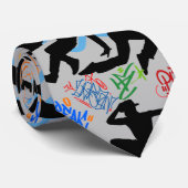 HipHop 50. Tanzmuster Gray BG Krawatte (Gerollt)