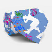 HipHop Dance Pattern.w L Blue BG Krawatte (Gerollt)