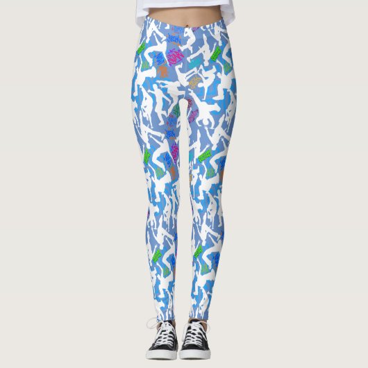 HipHop Dance Pattern.w L Blue BG Leggings (Vorderseite)