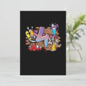 Hiphop Dancer Graffiti Artist Typography 4th Birth Einladung (Stehend Vorderseite)