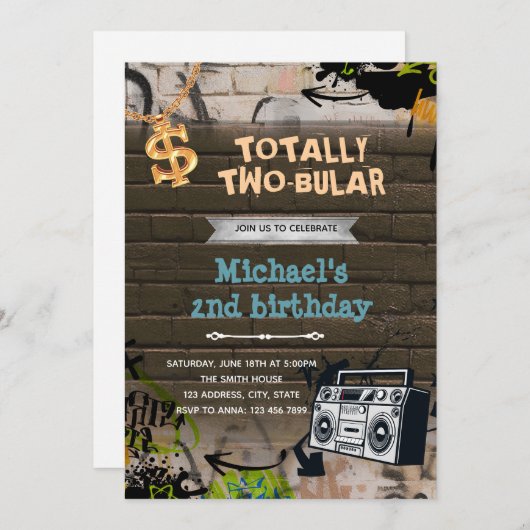 Hiphop-Geburtstagsparty Einladung (Vorne/Hinten)