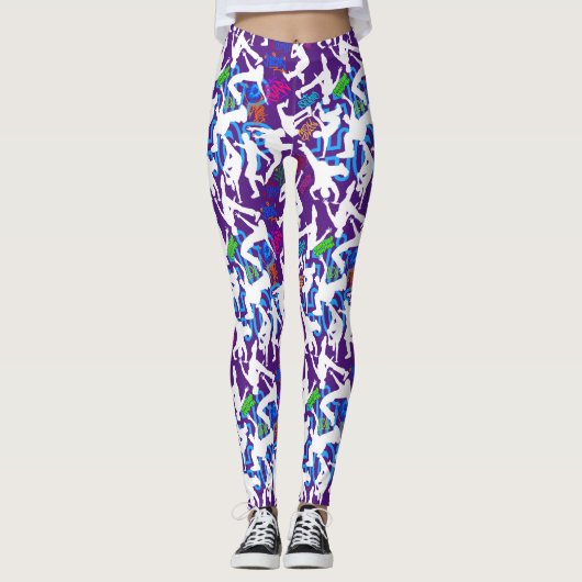 HipHop-Tanzmuster.w B Lila BG Leggings (Vorderseite)