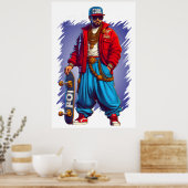 Hiphoper-Typ mit Skateboard Poster (Küche)