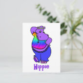 Hippe-Hippie-Hippo-Postkarte Postkarte (Stehend Vorderseite)