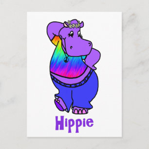 Hippe-Hippie-Hippo-Postkarte Postkarte