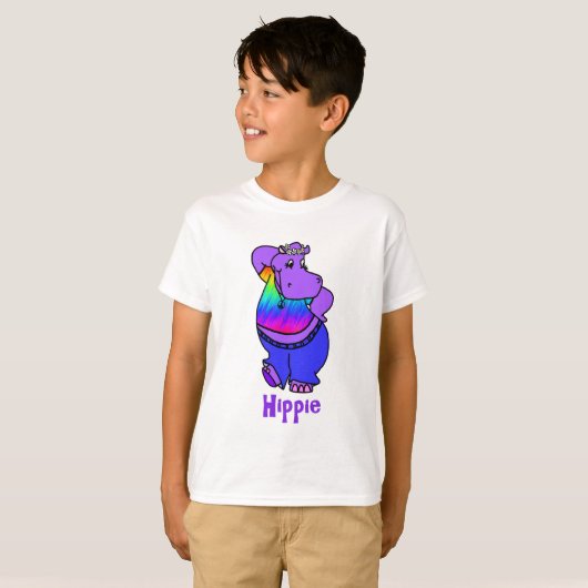 "Hippe" Hippieflusspferd T-Shirt (Vorne ganz)