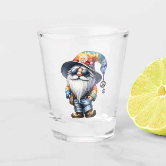 Hippi-Gnom Schnapsglas (Vorderseite)