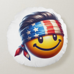 Hippi-Smiley-Gesicht Rundes Kissen