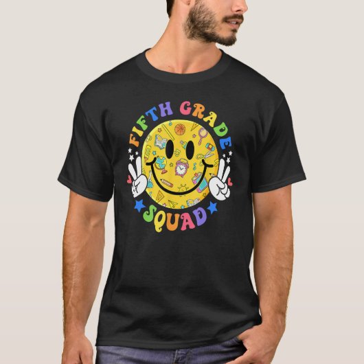 Hippie 5th Fifth Grade Squad For Teacher Kids Back T-Shirt (Vorderseite)