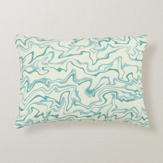 Hippie 70er Blue Marble Liquid Swirl Boho Muster Dekokissen (Vorderseite)