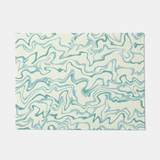 Hippie 70er Blue Marble Liquid Swirl Boho Muster Fußmatte (Vorderseite)