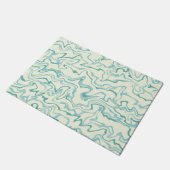 Hippie 70er Blue Marble Liquid Swirl Boho Muster Fußmatte (Schrägansicht)