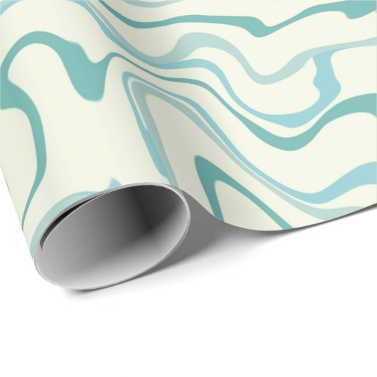 Hippie 70er Blue Marble Liquid Swirl Boho Muster Geschenkpapier (Rolleneckpunkt)