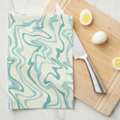 Hippie 70er Blue Marble Liquid Swirl Boho Muster Geschirrtuch (Viertel Falte)