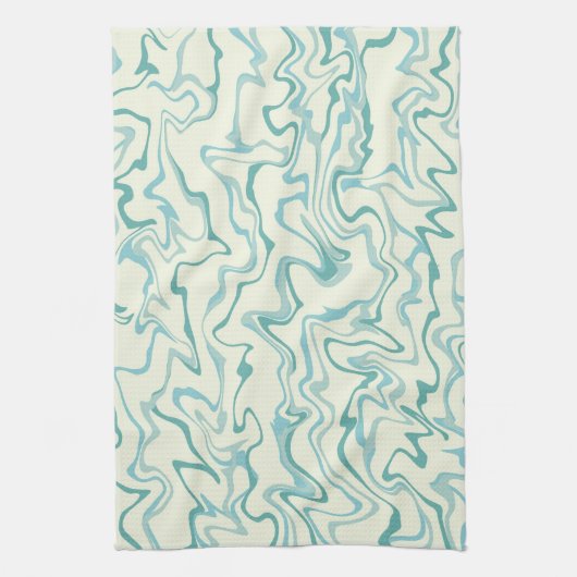 Hippie 70er Blue Marble Liquid Swirl Boho Muster Geschirrtuch (Vertikal)