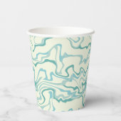 Hippie 70er Blue Marble Liquid Swirl Boho Muster Pappbecher (Rückseite)