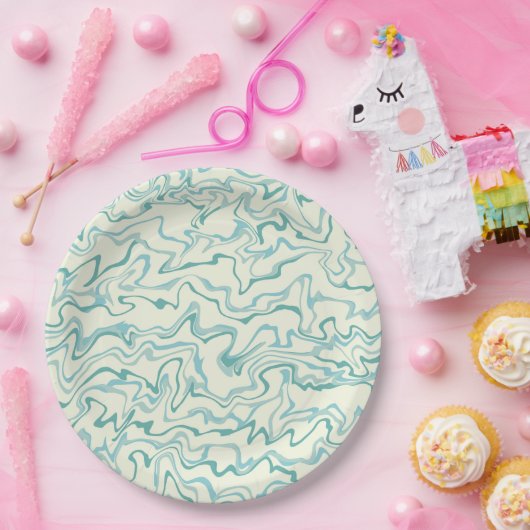 Hippie 70er Blue Marble Liquid Swirl Boho Muster Pappteller (Party)