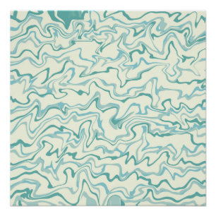 Hippie 70er Blue Marble Liquid Swirl Boho Muster Poster