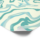 Hippie 70er Blue Marble Liquid Swirl Boho Muster Poster (Ecke)