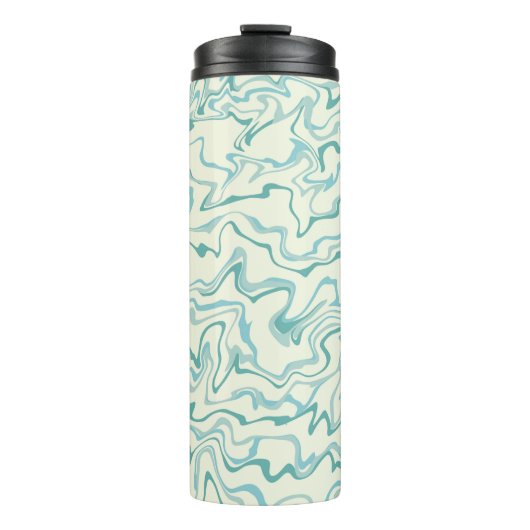 Hippie 70er Blue Marble Liquid Swirl Boho Muster Thermosbecher (Vorderseite)