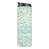 Hippie 70er Blue Marble Liquid Swirl Boho Muster Thermosbecher (Nach rechts gedreht)