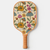 Hippie 70er Floral Pilz Boho Blumenaugen & Name Pickleball Schläger (Vorderseite)