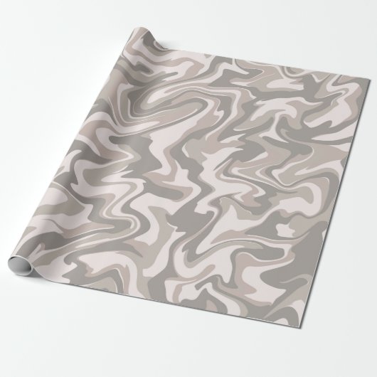 Hippie 70er Gray Marble Liquid Swirl Boho Muster Geschenkpapier (Ungerollt)