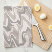 Hippie 70er Gray Marble Liquid Swirl Boho Muster Geschirrtuch (Viertel Falte)
