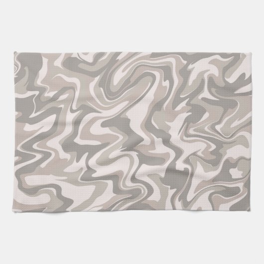 Hippie 70er Gray Marble Liquid Swirl Boho Muster Geschirrtuch (Horizontal)