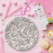 Hippie 70er Gray Marble Liquid Swirl Boho Muster Pappteller (Party)