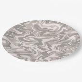Hippie 70er Gray Marble Liquid Swirl Boho Muster Pappteller (Schrägansicht)