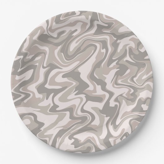 Hippie 70er Gray Marble Liquid Swirl Boho Muster Pappteller (Vorderseite)