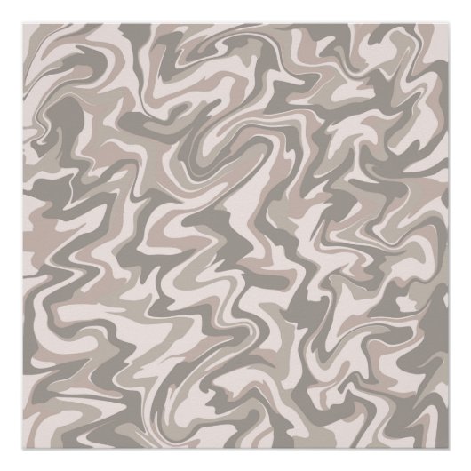 Hippie 70er Gray Marble Liquid Swirl Boho Muster Poster (Vorderseite)