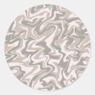 Hippie 70er Gray Marble Liquid Swirl Boho Muster Runder Aufkleber